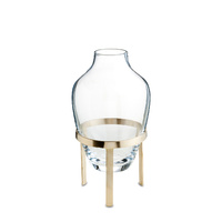 Vase small w matt brass stand