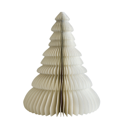 Christmas Tree Standing Ornament Off-White with Silver Glitter Edges 24cm