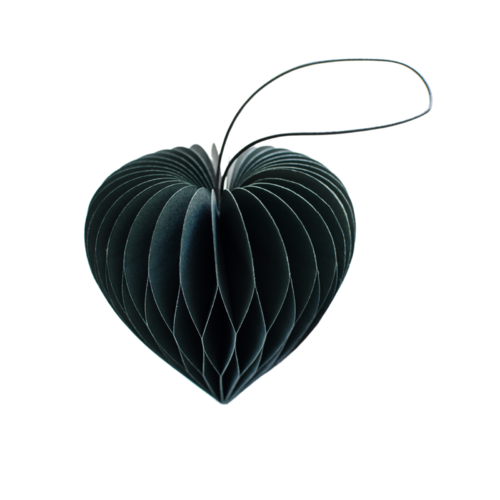 Forest Green Paper Heart Ornament H9cm