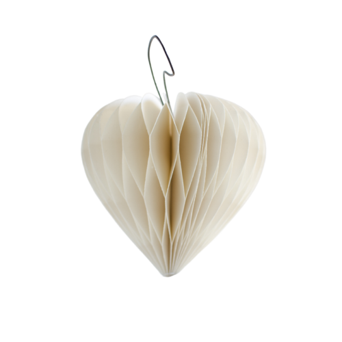 White Paper Heart Ornament H9cm