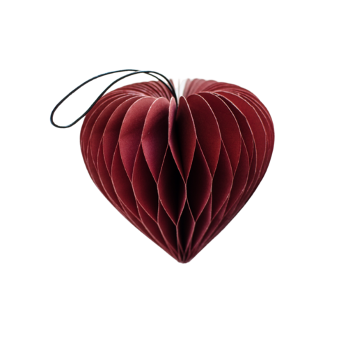 Classic Red Paper Heart Ornament H9cm