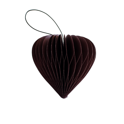 Deep Burgundy Paper Heart Ornament H9cm