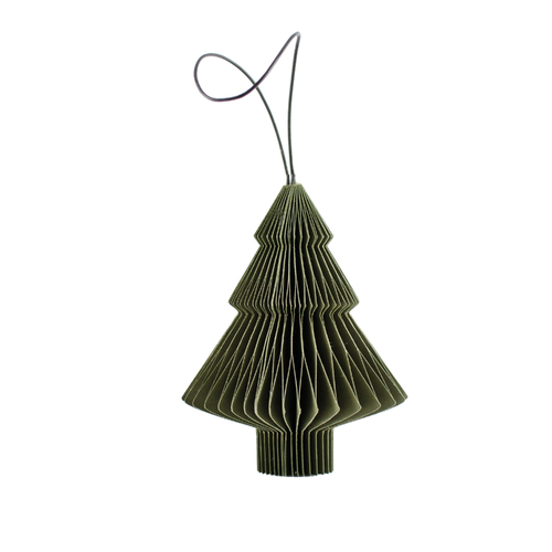 Olive Green Paper Tree Ornament H10cm