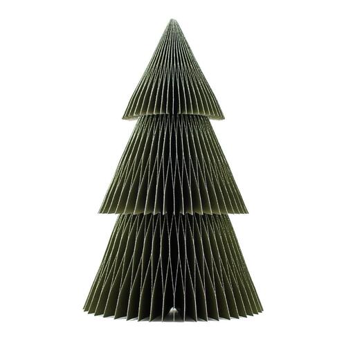 Deluxe Tree Standing Ornament Olive Green with Silver Glitter Edge  45cm
