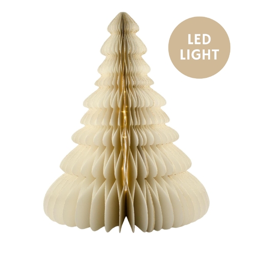 Tree Standing Off-White with Gold Edge & LED light 36cm