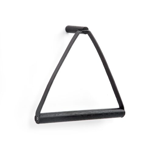 by Wirth Towel Hanger - Black Oak  and Black Leather - Wall Mounted