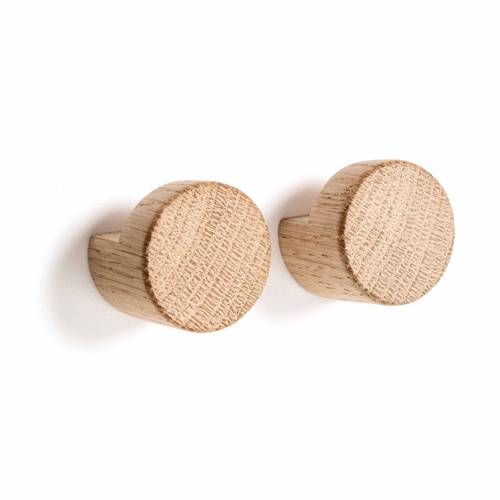 by Wirth Knob or Wall Hooks Set of 2, Natural Oak Wood - Small