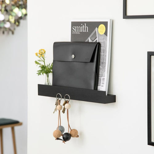 Danish Magnetic Wall Shelf and Knife Rack in Black Oak 