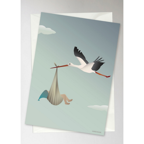ViSSEVASSE The Stork Blue - Greeting Card A6