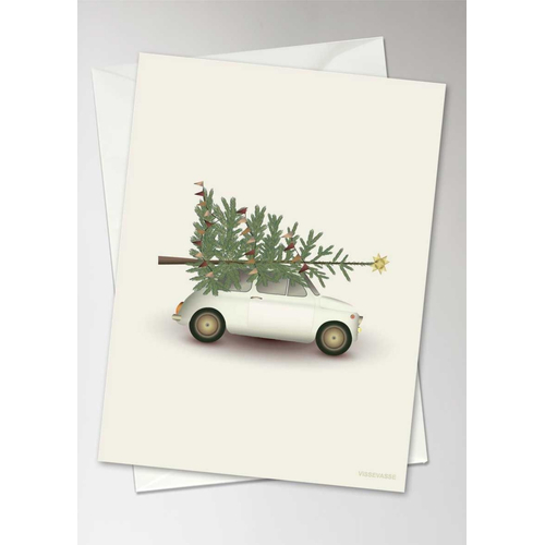 ViSSEVASSE Christmas Tree & Little Car - Christmas Greeting Card A6
