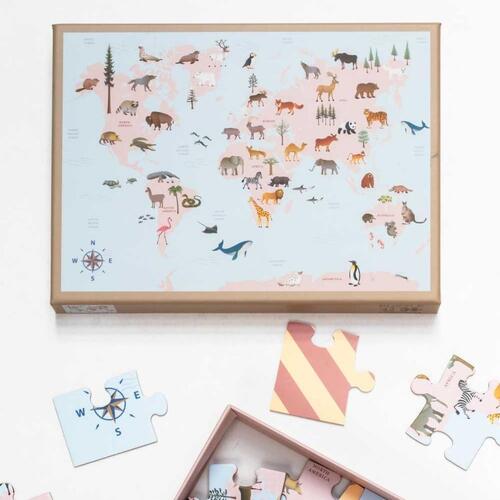 ViSSEVASSE World Map Animal Kids Puzzle 42pcs