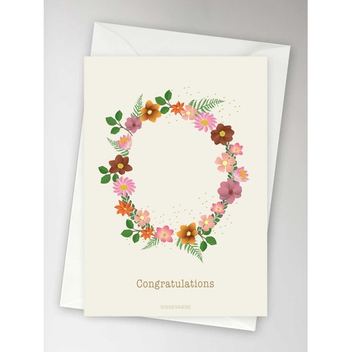 ViSSEVASSE  Congratulations Flower Circle- Greeting Card A6